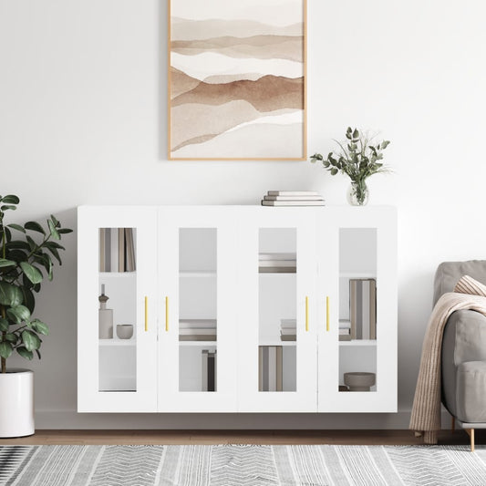 Hangkasten 2 st bewerkt hout wit is nu te koop bij PeponiXL, paradijselijk wonen!