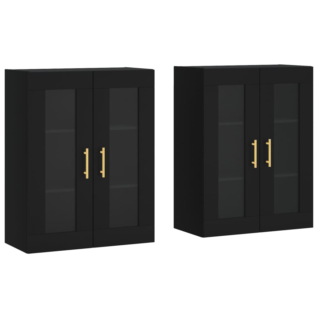 Hangkasten 2 st bewerkt hout zwart is nu te koop bij PeponiXL, paradijselijk wonen!