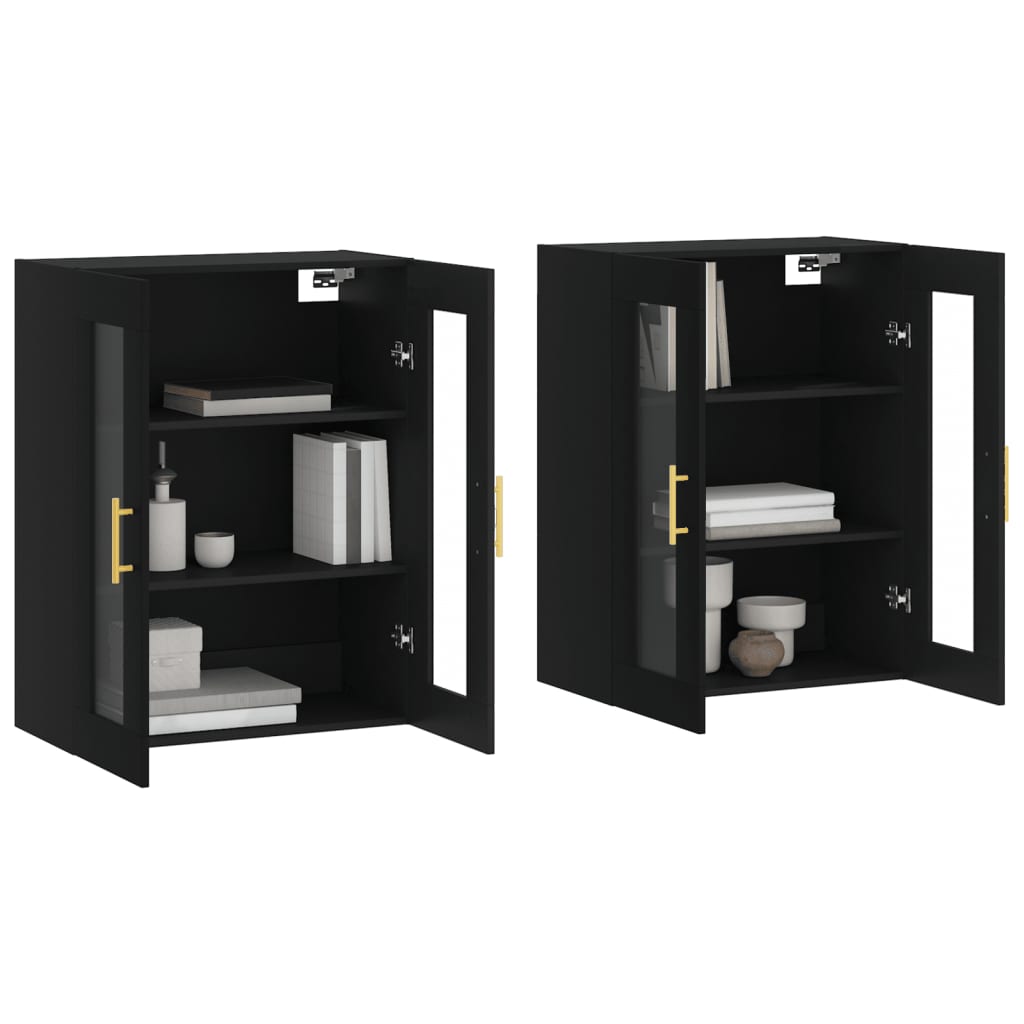 Hangkasten 2 st bewerkt hout zwart is nu te koop bij PeponiXL, paradijselijk wonen!