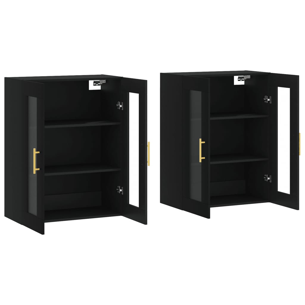 Hangkasten 2 st bewerkt hout zwart is nu te koop bij PeponiXL, paradijselijk wonen!