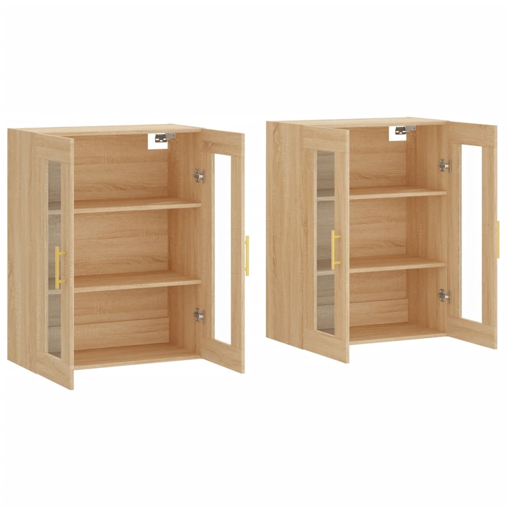Hangkasten 2 st bewerkt hout sonoma eikenkleurig is nu te koop bij PeponiXL, paradijselijk wonen!