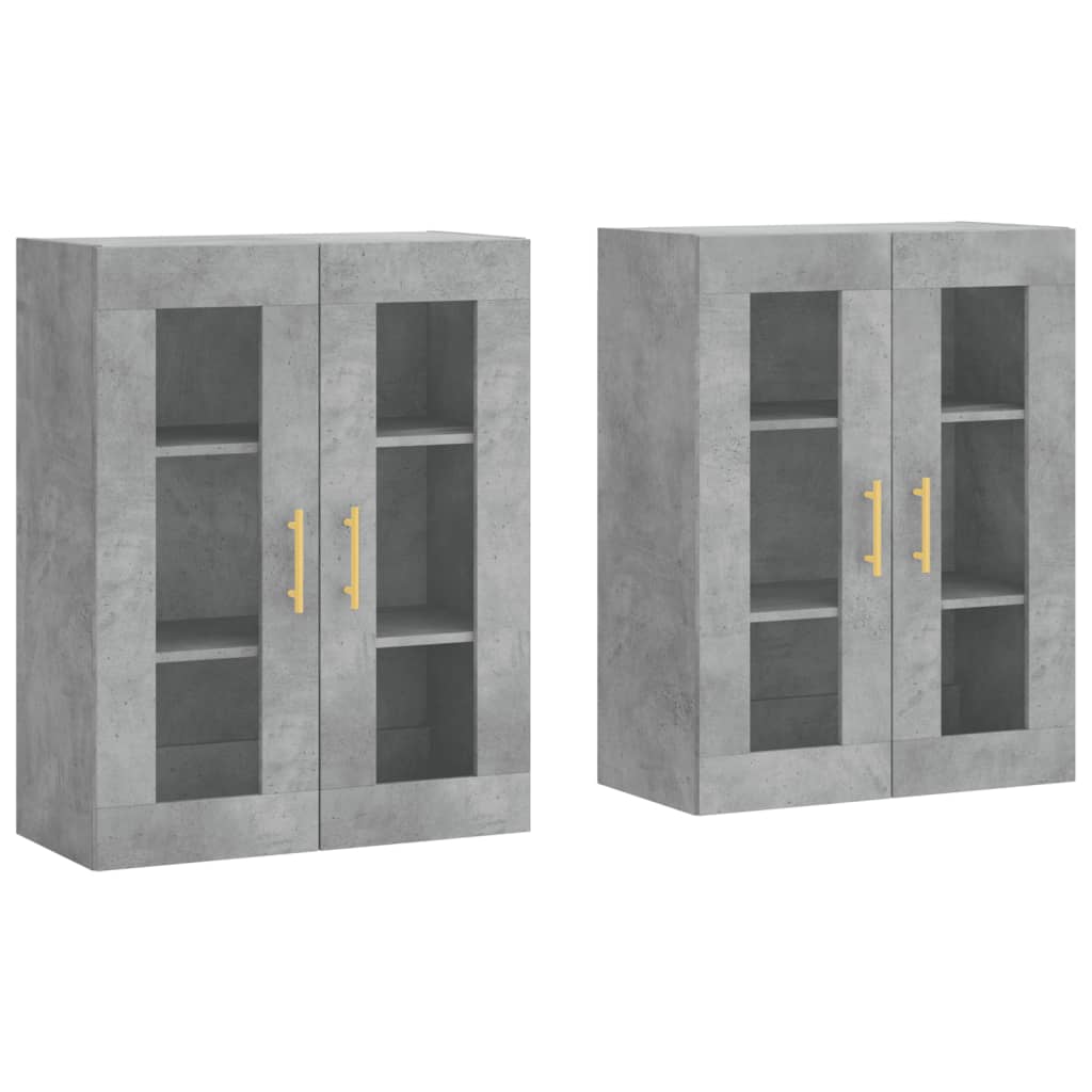 Hangkasten 2 st bewerkt hout betongrijs is nu te koop bij PeponiXL, paradijselijk wonen!