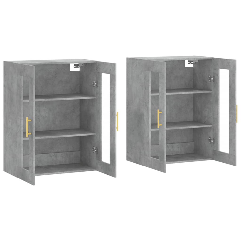 Hangkasten 2 st bewerkt hout betongrijs is nu te koop bij PeponiXL, paradijselijk wonen!