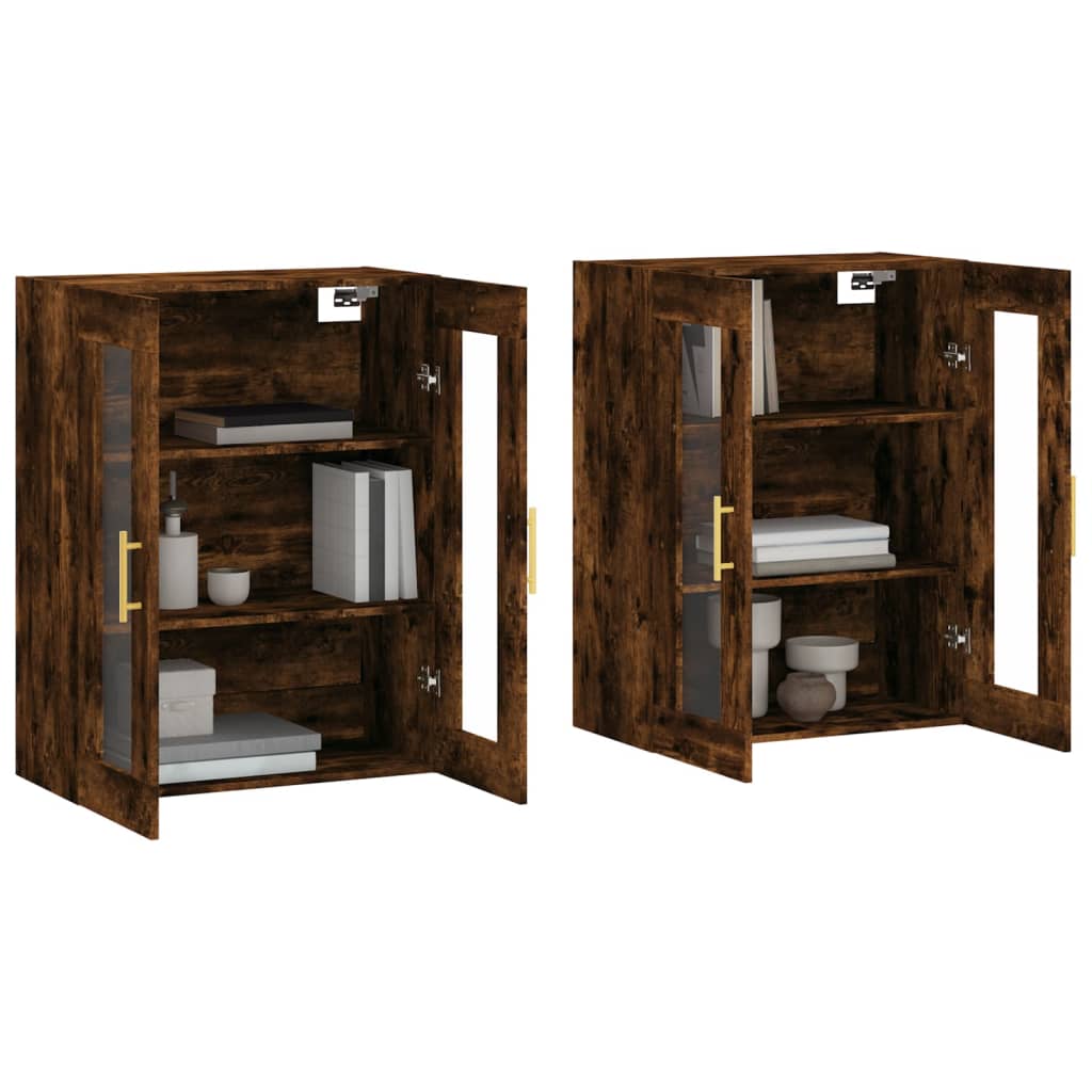 Hangkasten 2 st bewerkt hout gerookt eikenkleurig is nu te koop bij PeponiXL, paradijselijk wonen!