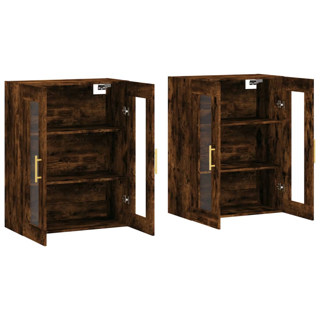 Hangkasten 2 st bewerkt hout gerookt eikenkleurig is nu te koop bij PeponiXL, paradijselijk wonen!