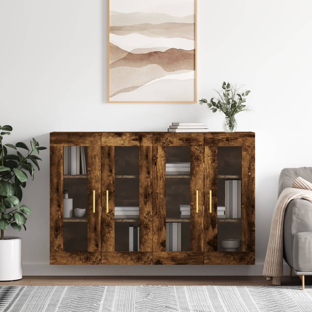 Hangkasten 2 st bewerkt hout gerookt eikenkleurig is nu te koop bij PeponiXL, paradijselijk wonen!
