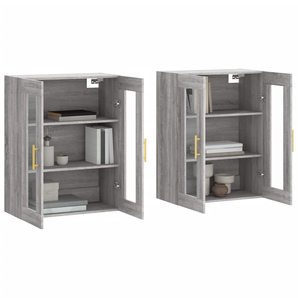 Hangkasten 2 st bewerkt hout grijs sonoma eikenkleurig is nu te koop bij PeponiXL, paradijselijk wonen!