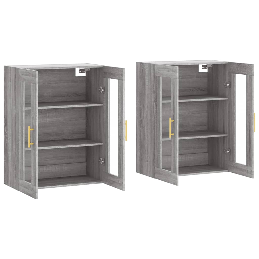 Hangkasten 2 st bewerkt hout grijs sonoma eikenkleurig is nu te koop bij PeponiXL, paradijselijk wonen!