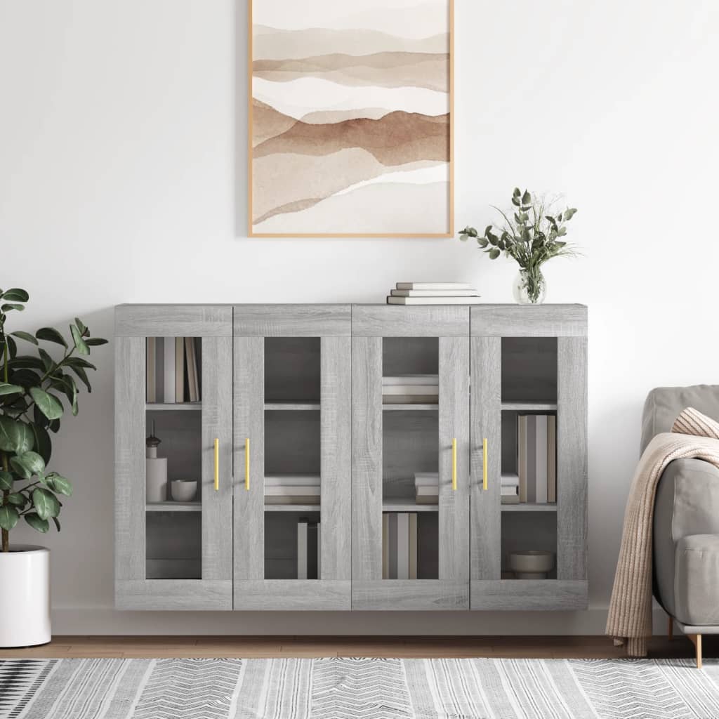 Hangkasten 2 st bewerkt hout grijs sonoma eikenkleurig is nu te koop bij PeponiXL, paradijselijk wonen!