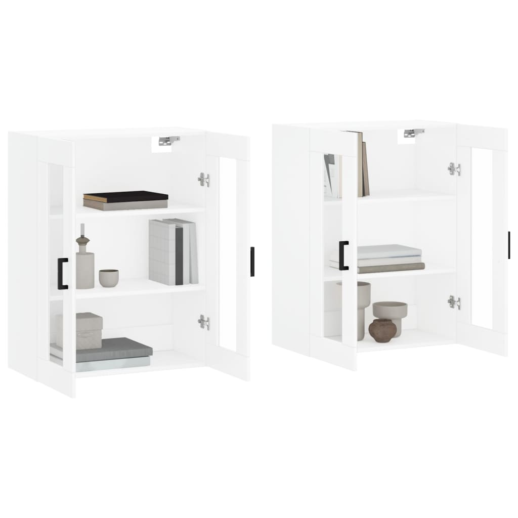 Hangkasten 2 st bewerkt hout wit is nu te koop bij PeponiXL, paradijselijk wonen!