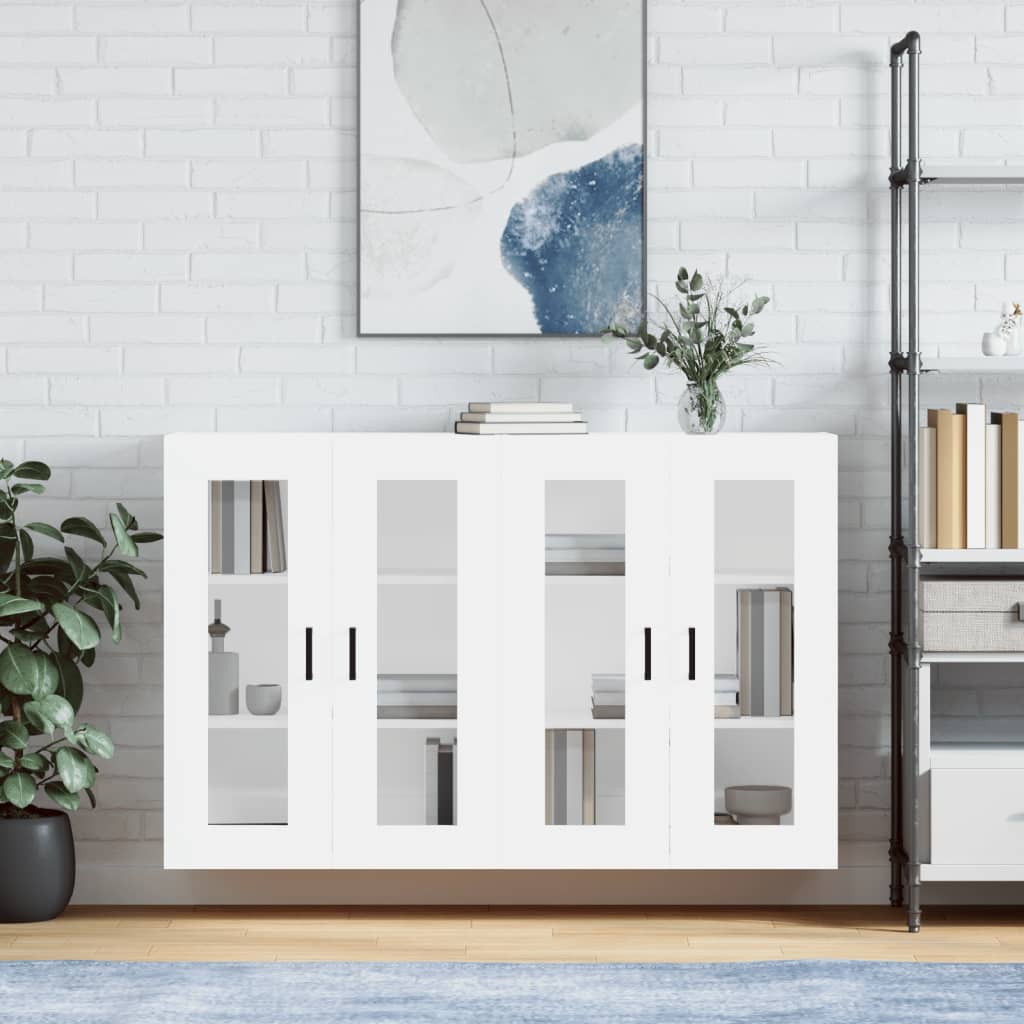 Hangkasten 2 st bewerkt hout wit is nu te koop bij PeponiXL, paradijselijk wonen!
