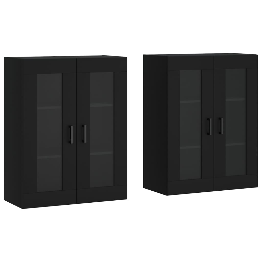 Hangkasten 2 st bewerkt hout zwart is nu te koop bij PeponiXL, paradijselijk wonen!