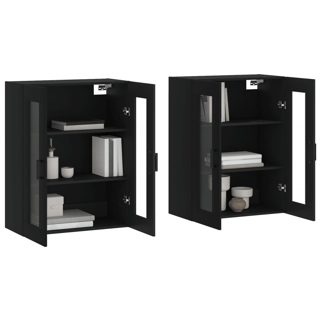 Hangkasten 2 st bewerkt hout zwart is nu te koop bij PeponiXL, paradijselijk wonen!