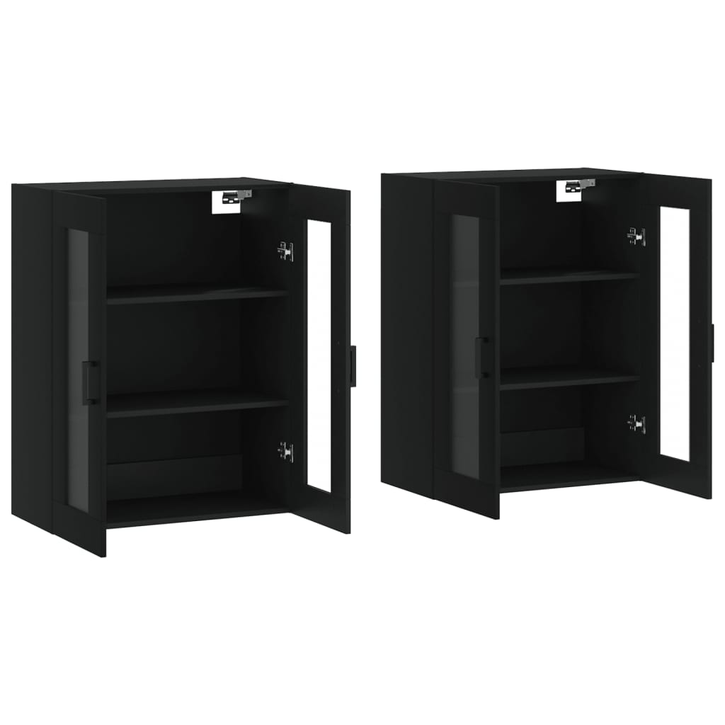 Hangkasten 2 st bewerkt hout zwart is nu te koop bij PeponiXL, paradijselijk wonen!