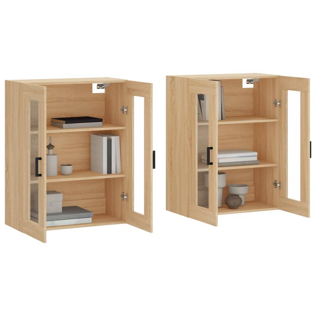Hangkasten 2 st bewerkt hout sonoma eikenkleurig is nu te koop bij PeponiXL, paradijselijk wonen!