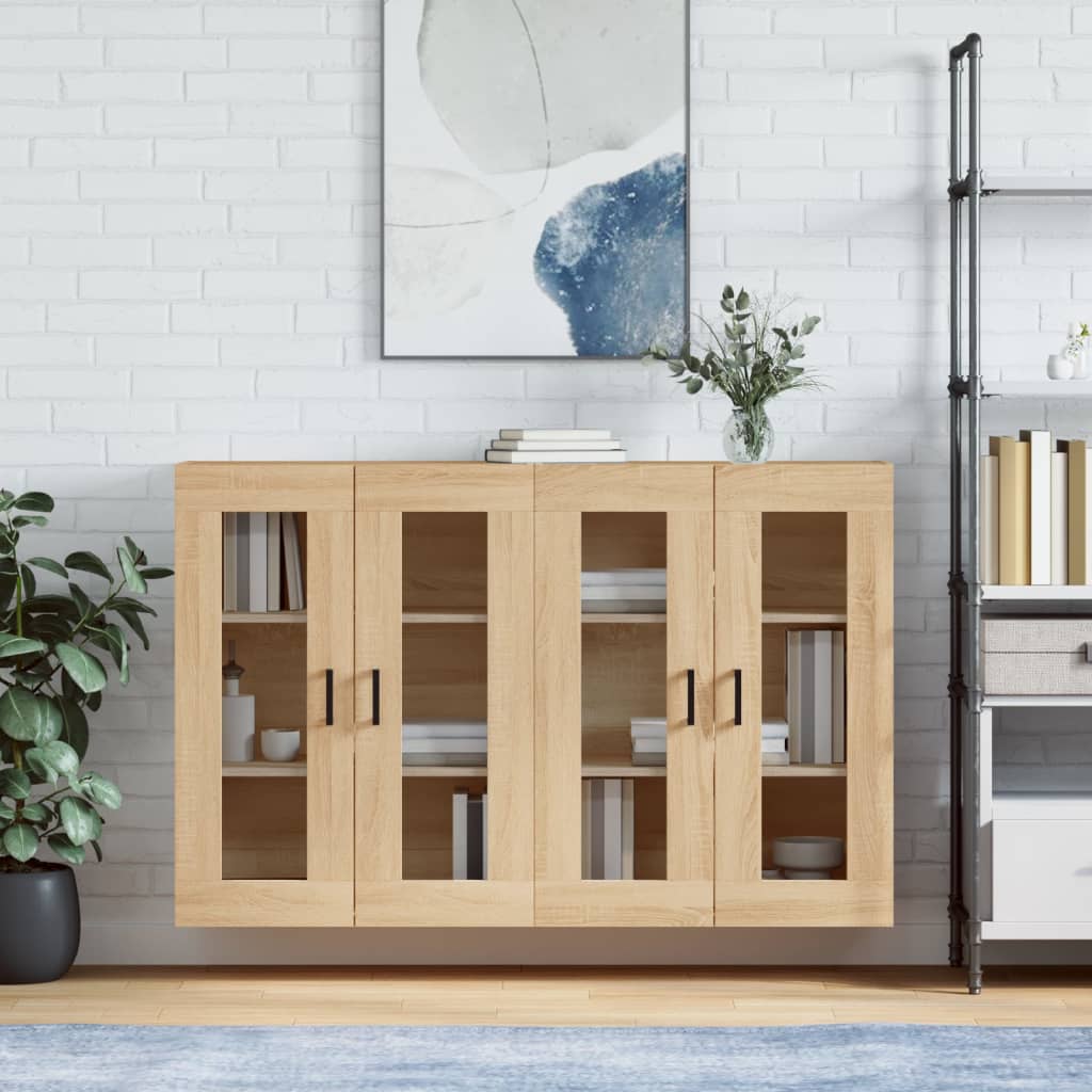 Hangkasten 2 st bewerkt hout sonoma eikenkleurig is nu te koop bij PeponiXL, paradijselijk wonen!