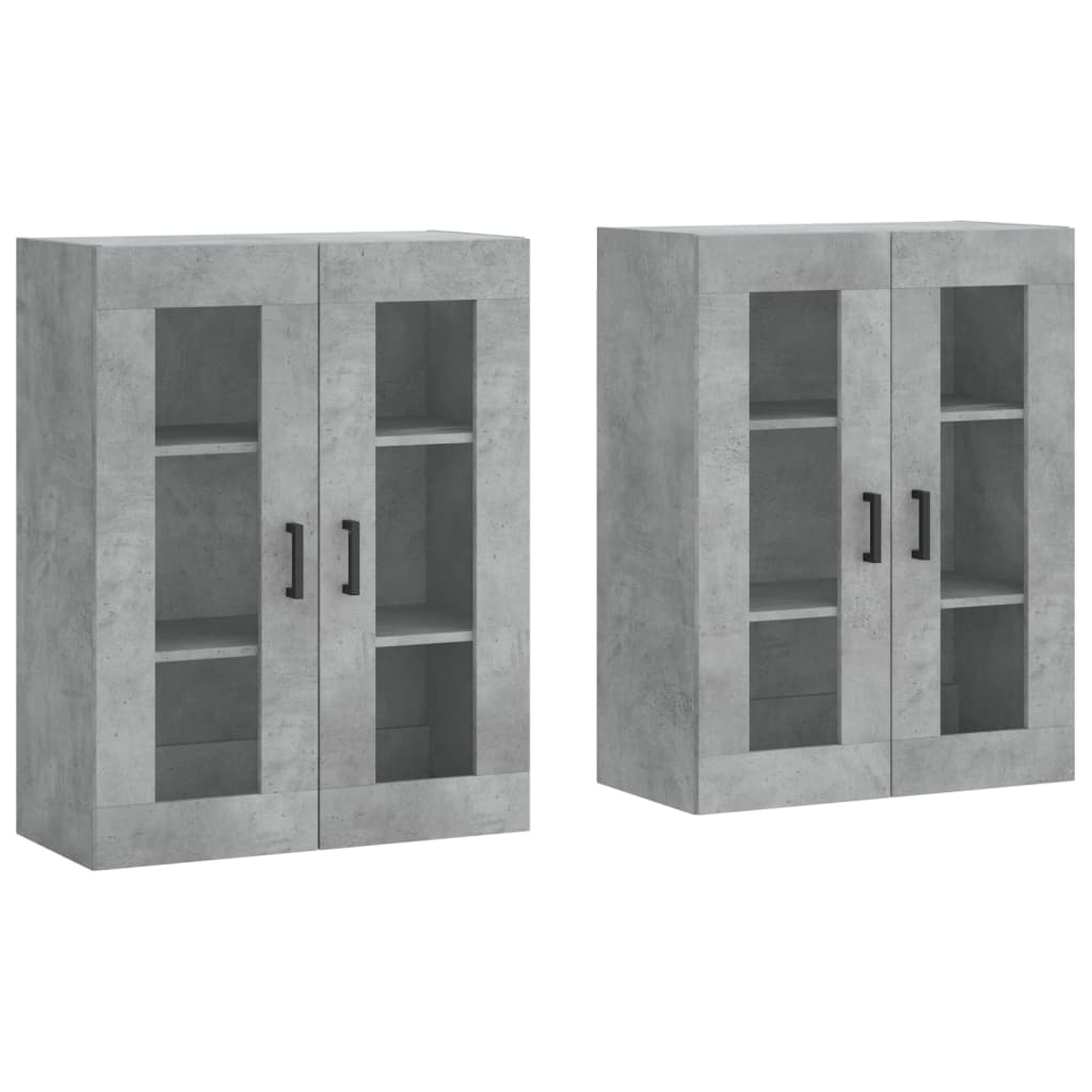 Hangkasten 2 st bewerkt hout betongrijs is nu te koop bij PeponiXL, paradijselijk wonen!