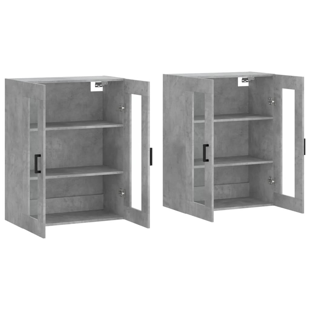 Hangkasten 2 st bewerkt hout betongrijs is nu te koop bij PeponiXL, paradijselijk wonen!