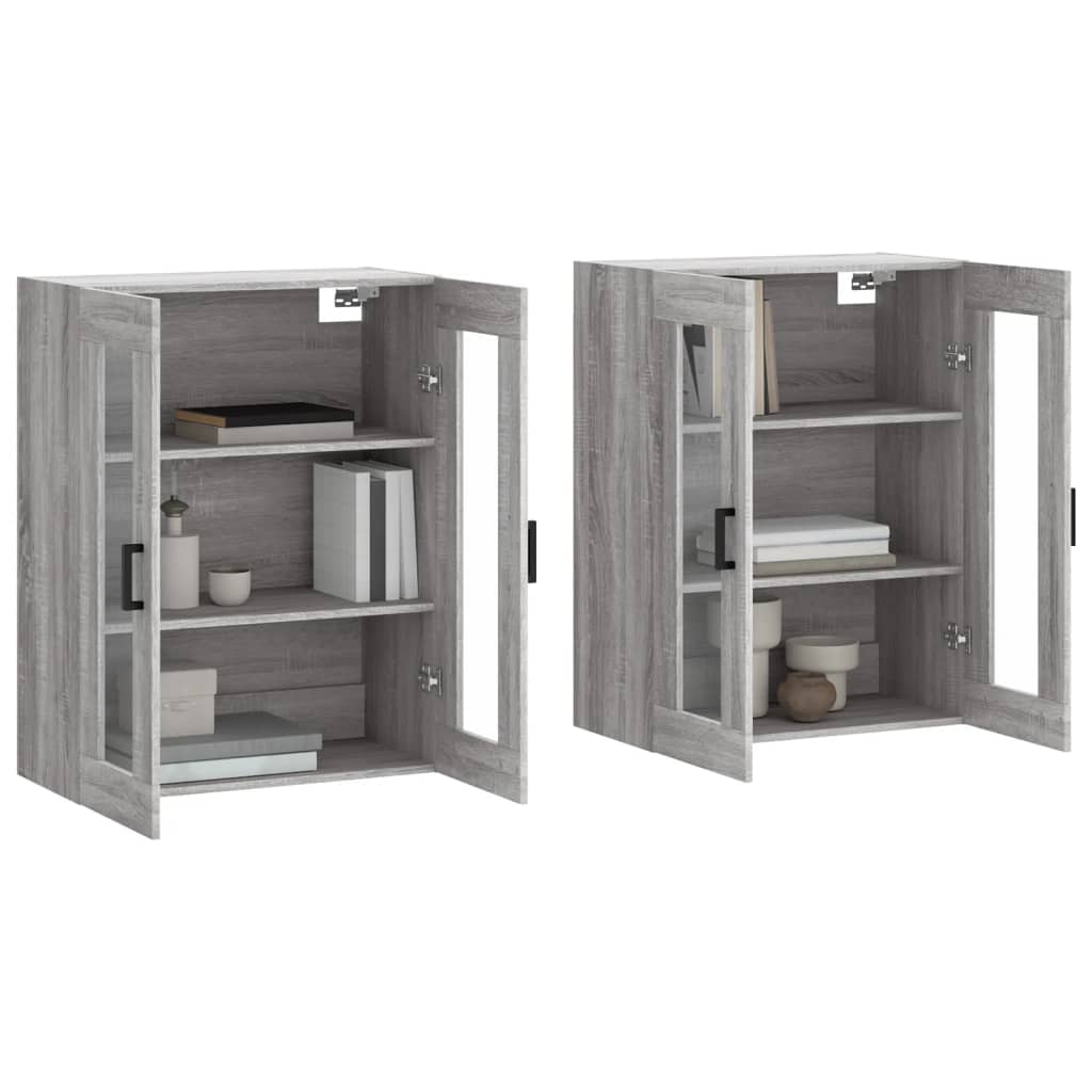 Hangkasten 2 st bewerkt hout grijs sonoma eikenkleurig is nu te koop bij PeponiXL, paradijselijk wonen!
