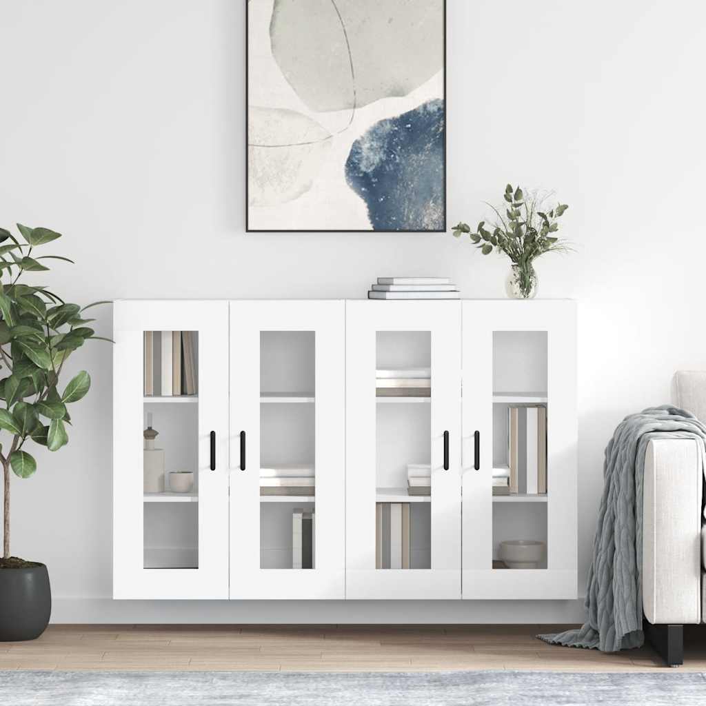 Hangkasten 2 st bewerkt hout wit is nu te koop bij PeponiXL, paradijselijk wonen!