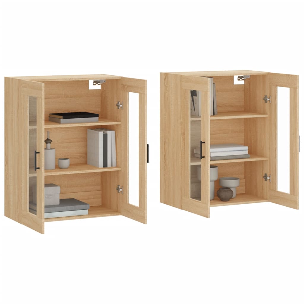 Hangkasten 2 st bewerkt hout sonoma eikenkleurig is nu te koop bij PeponiXL, paradijselijk wonen!