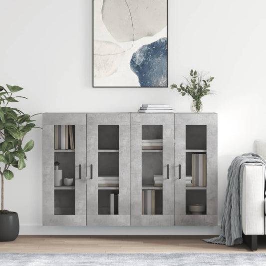 Hangkasten 2 st bewerkt hout betongrijs is nu te koop bij PeponiXL, paradijselijk wonen!