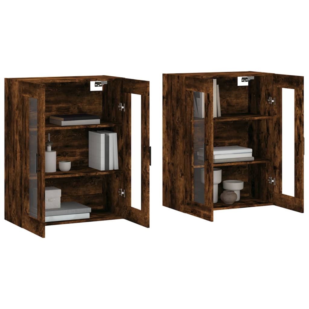 Hangkasten 2 st bewerkt hout gerookt eikenkleurig is nu te koop bij PeponiXL, paradijselijk wonen!
