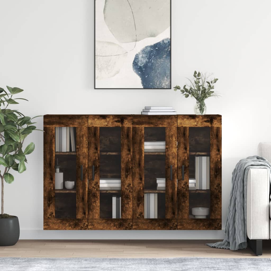 Hangkasten 2 st bewerkt hout gerookt eikenkleurig is nu te koop bij PeponiXL, paradijselijk wonen!