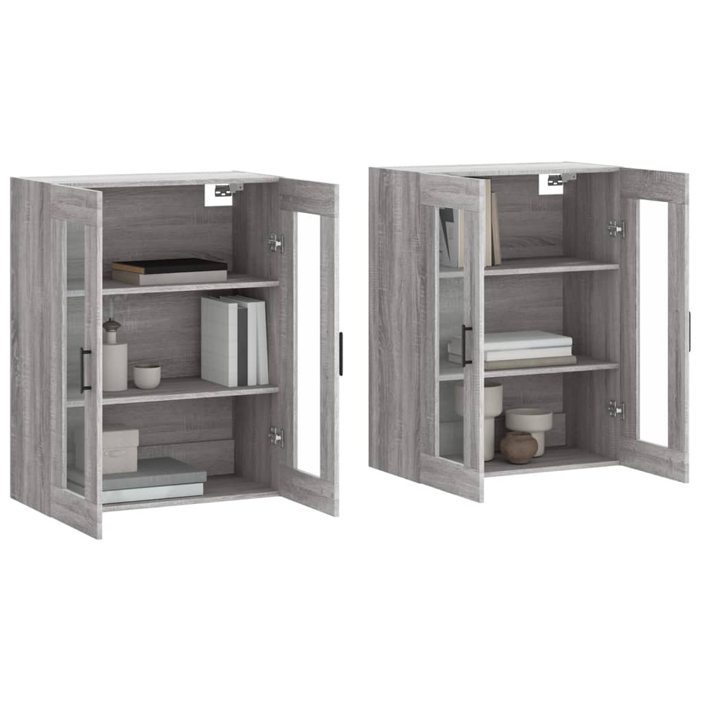 Hangkasten 2 st bewerkt hout grijs sonoma eikenkleurig is nu te koop bij PeponiXL, paradijselijk wonen!
