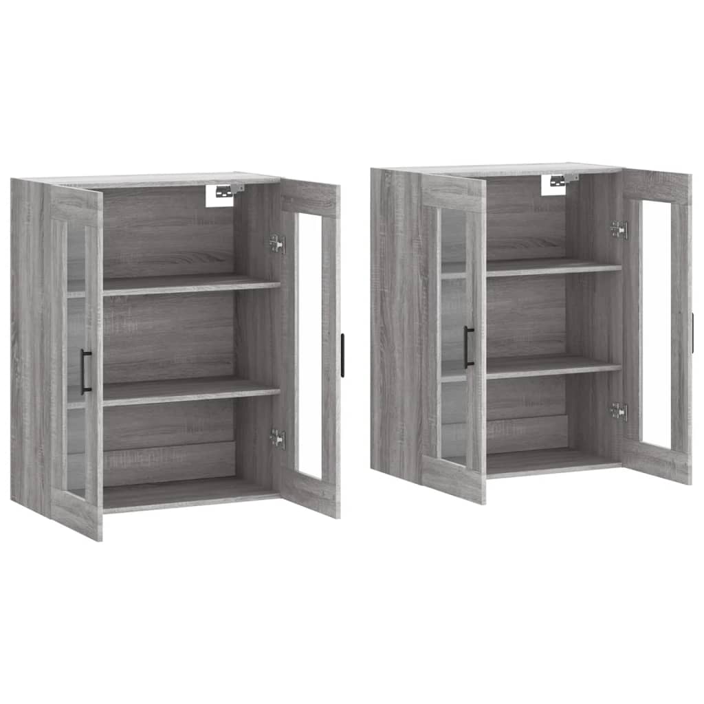 Hangkasten 2 st bewerkt hout grijs sonoma eikenkleurig is nu te koop bij PeponiXL, paradijselijk wonen!