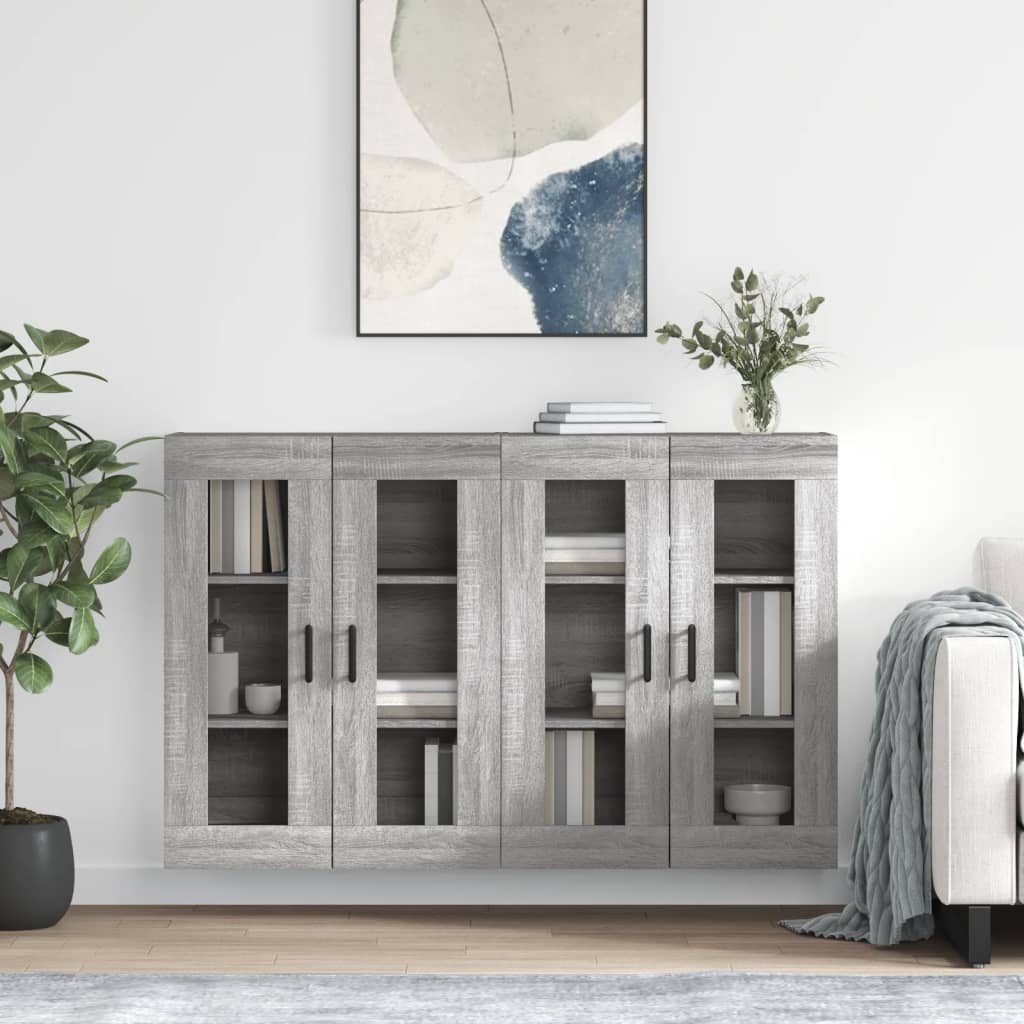 Hangkasten 2 st bewerkt hout grijs sonoma eikenkleurig is nu te koop bij PeponiXL, paradijselijk wonen!