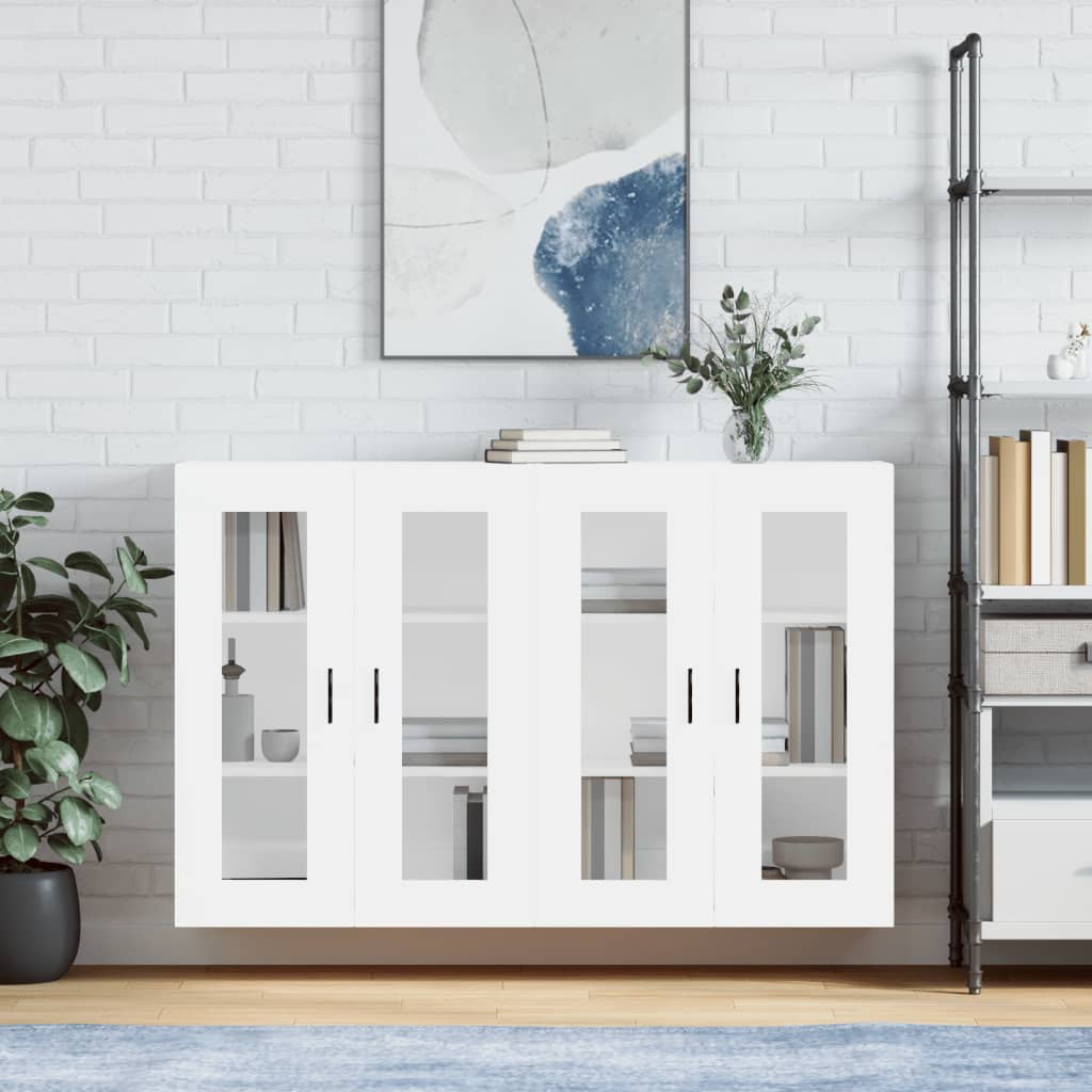 Hangkasten 2 st bewerkt hout wit is nu te koop bij PeponiXL, paradijselijk wonen!