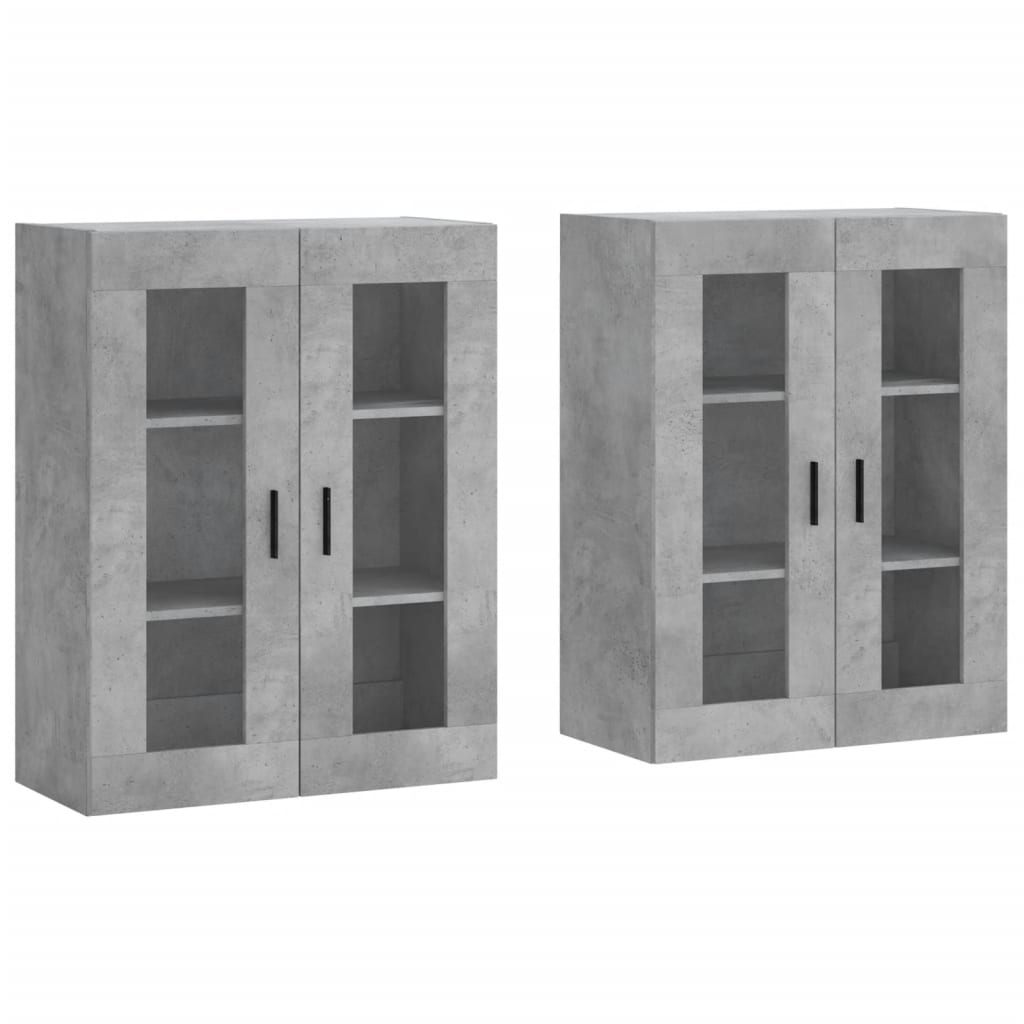 Hangkasten 2 st bewerkt hout betongrijs is nu te koop bij PeponiXL, paradijselijk wonen!