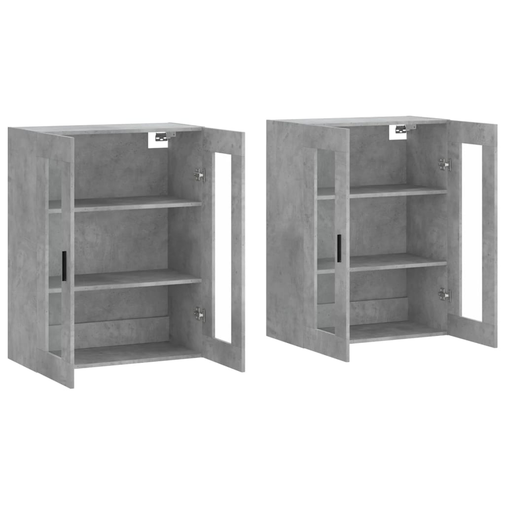 Hangkasten 2 st bewerkt hout betongrijs is nu te koop bij PeponiXL, paradijselijk wonen!