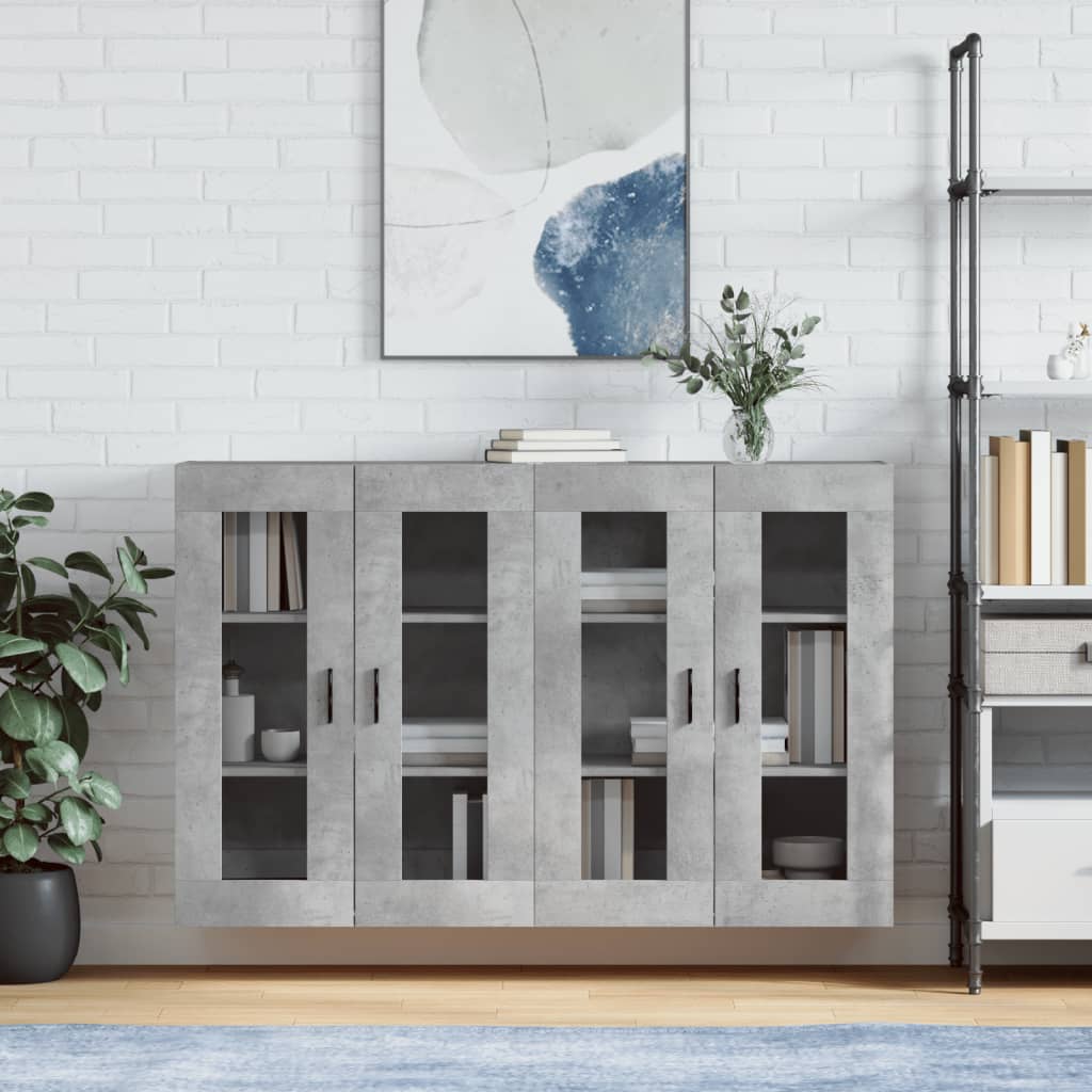 Hangkasten 2 st bewerkt hout betongrijs is nu te koop bij PeponiXL, paradijselijk wonen!