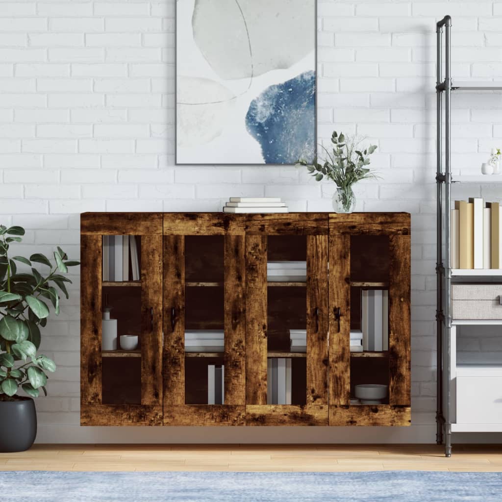 Hangkasten 2 st bewerkt hout gerookt eikenkleurig is nu te koop bij PeponiXL, paradijselijk wonen!