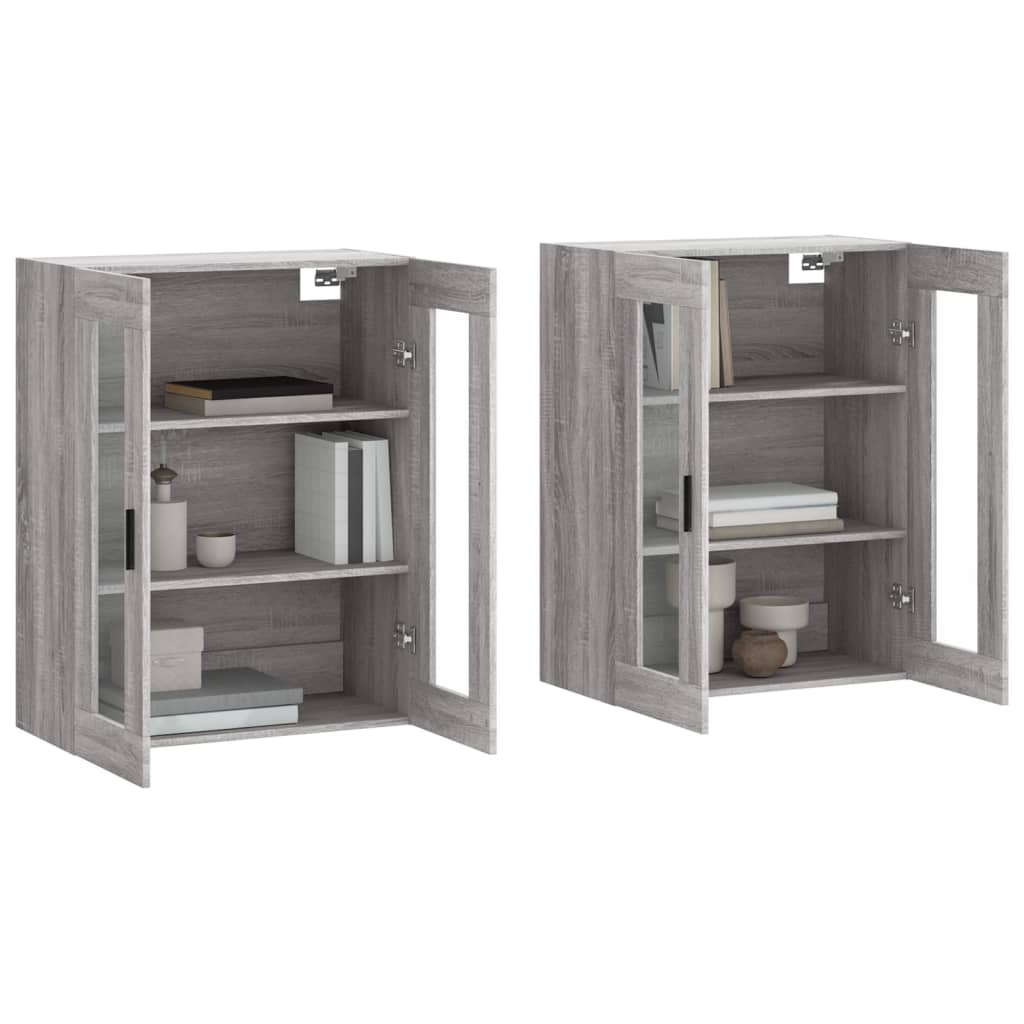 Hangkasten 2 st bewerkt hout grijs sonoma eikenkleurig is nu te koop bij PeponiXL, paradijselijk wonen!