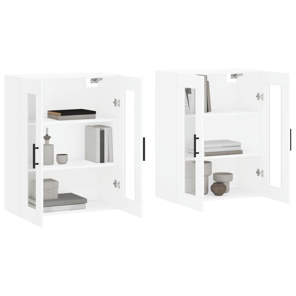 Hangkasten 2 st bewerkt hout wit is nu te koop bij PeponiXL, paradijselijk wonen!