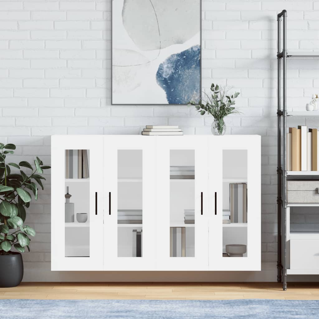 Hangkasten 2 st bewerkt hout wit is nu te koop bij PeponiXL, paradijselijk wonen!