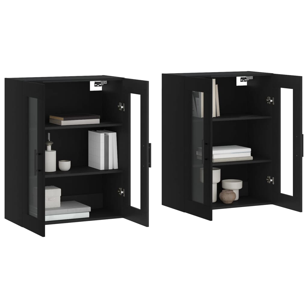Hangkasten 2 st bewerkt hout zwart is nu te koop bij PeponiXL, paradijselijk wonen!