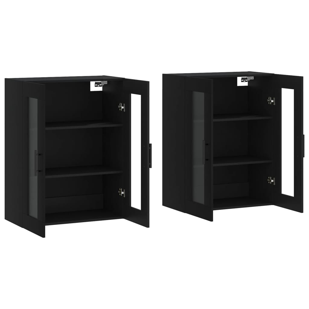 Hangkasten 2 st bewerkt hout zwart is nu te koop bij PeponiXL, paradijselijk wonen!