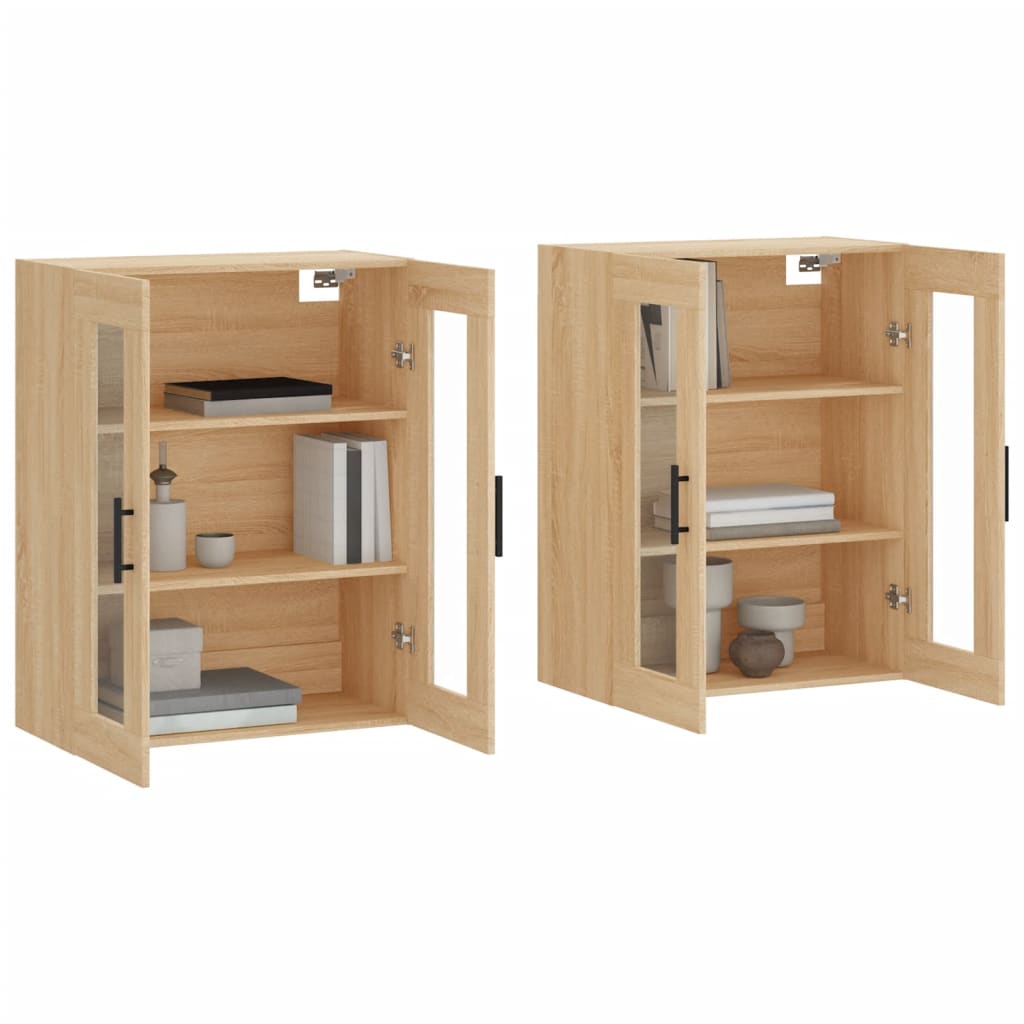 Hangkasten 2 st bewerkt hout sonoma eikenkleurig is nu te koop bij PeponiXL, paradijselijk wonen!