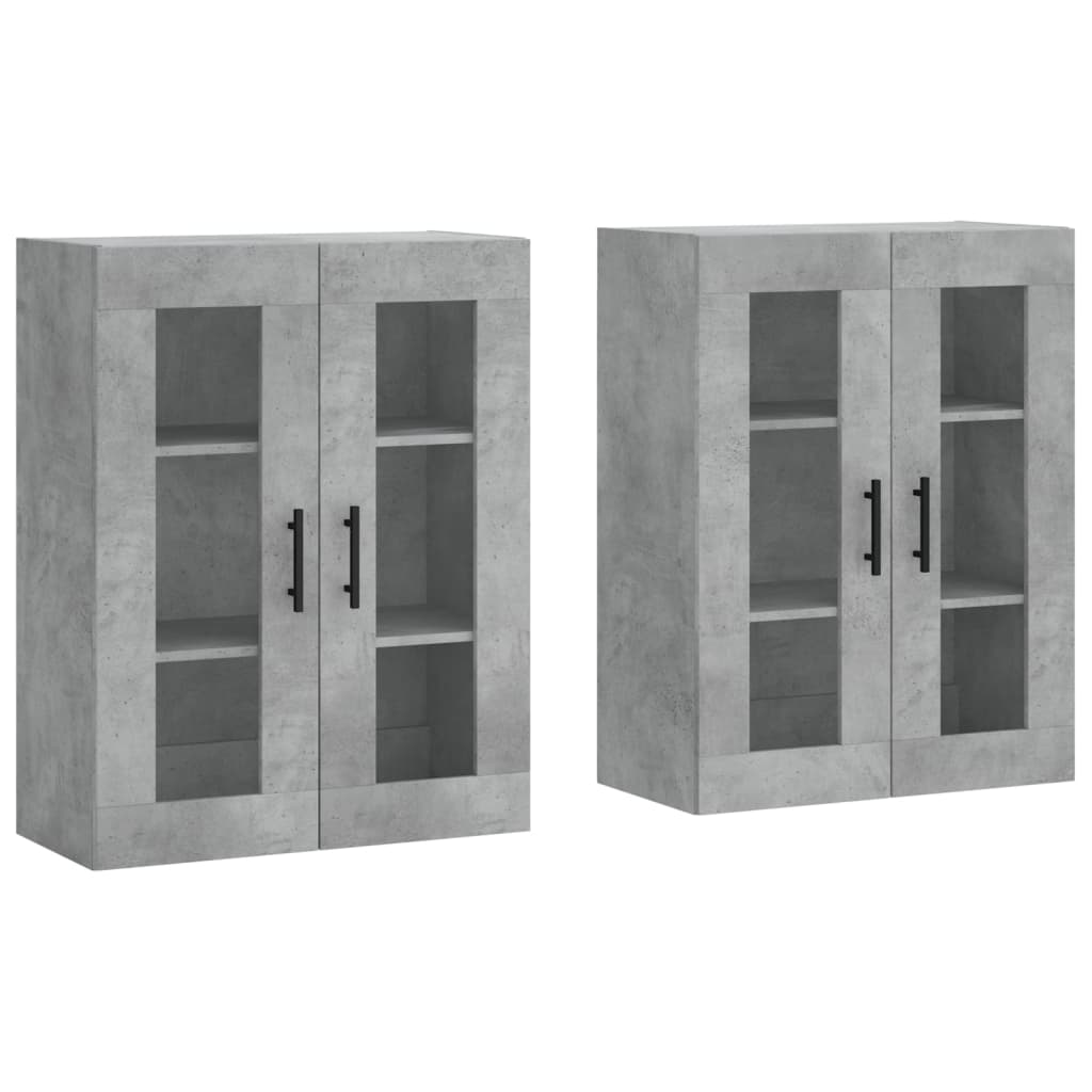 Hangkasten 2 st bewerkt hout betongrijs is nu te koop bij PeponiXL, paradijselijk wonen!