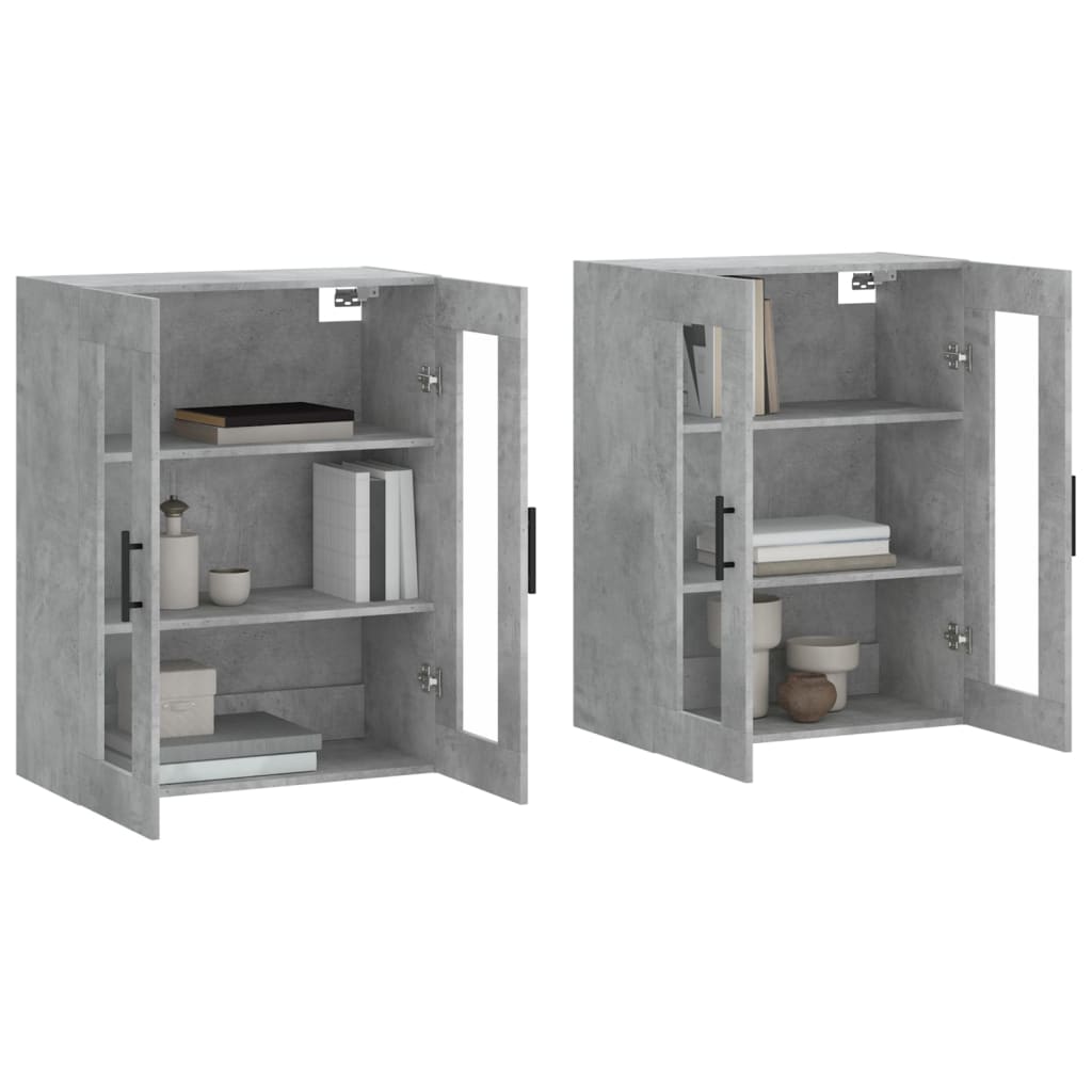 Hangkasten 2 st bewerkt hout betongrijs is nu te koop bij PeponiXL, paradijselijk wonen!
