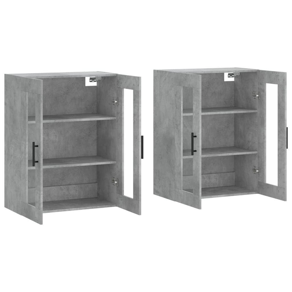 Hangkasten 2 st bewerkt hout betongrijs is nu te koop bij PeponiXL, paradijselijk wonen!
