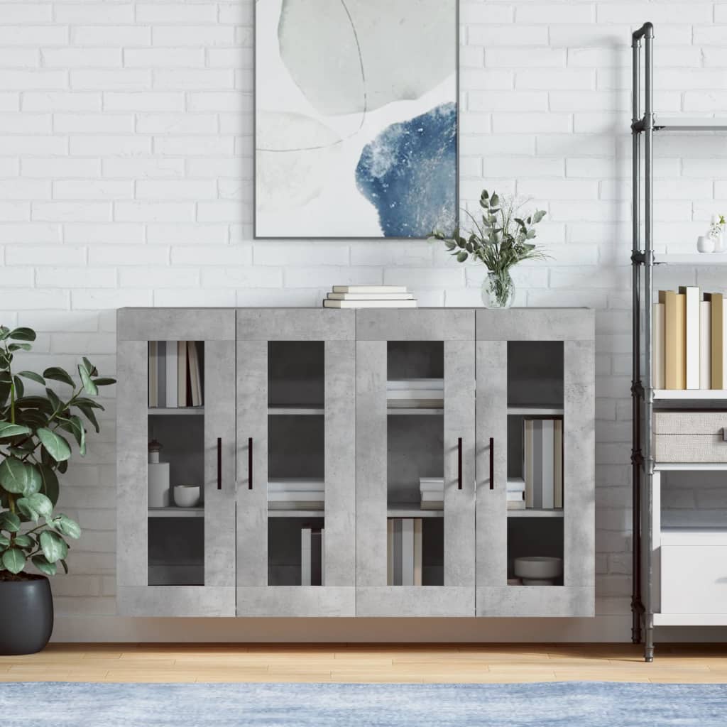 Hangkasten 2 st bewerkt hout betongrijs is nu te koop bij PeponiXL, paradijselijk wonen!