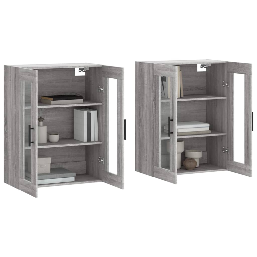 Hangkasten 2 st bewerkt hout grijs sonoma eikenkleurig is nu te koop bij PeponiXL, paradijselijk wonen!