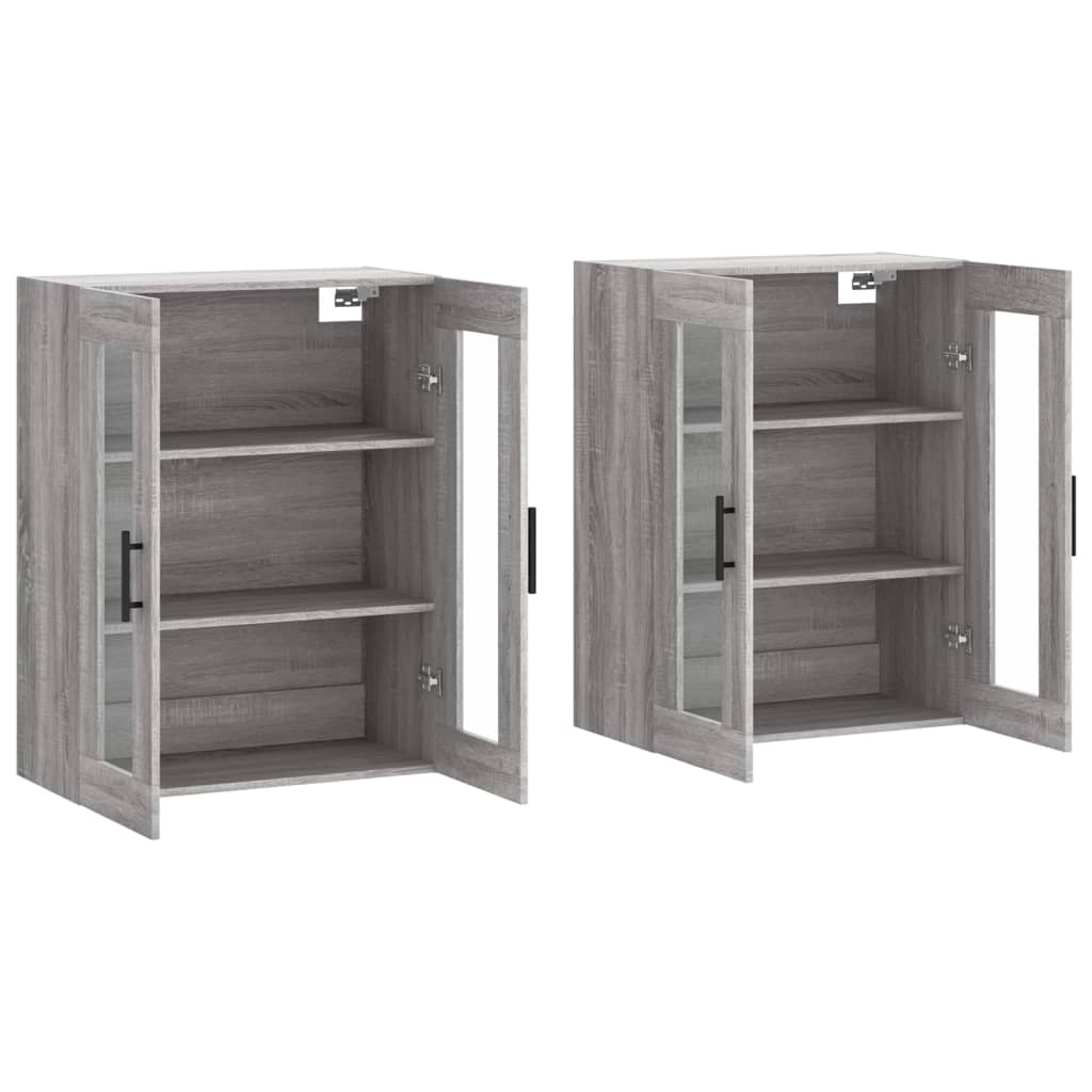 Hangkasten 2 st bewerkt hout grijs sonoma eikenkleurig is nu te koop bij PeponiXL, paradijselijk wonen!