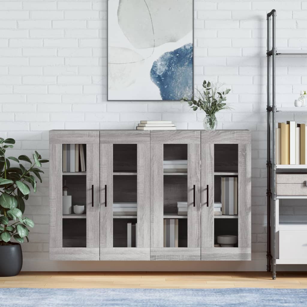 Hangkasten 2 st bewerkt hout grijs sonoma eikenkleurig is nu te koop bij PeponiXL, paradijselijk wonen!