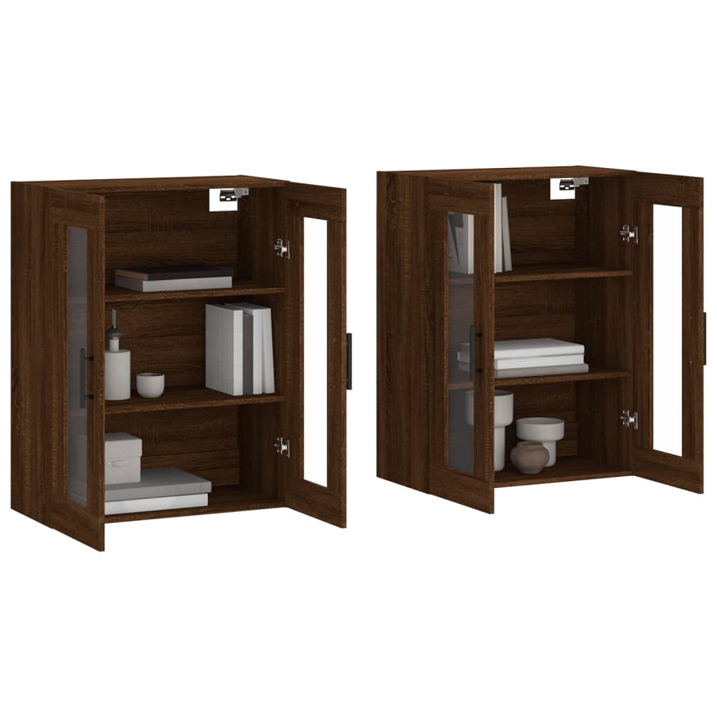 Hangkasten 2 st bewerkt hout bruin eikenkleur is nu te koop bij PeponiXL, paradijselijk wonen!